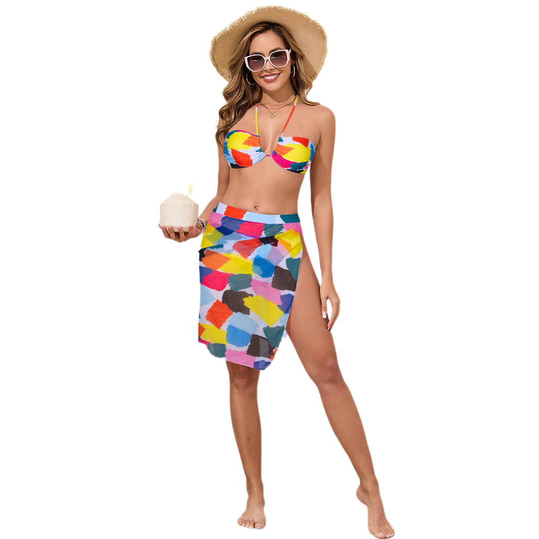 Damen Bandeau-Bikini mit farbenfrohem Wickelrock Drune