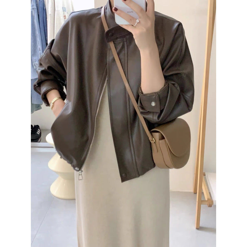 Damen Lederjacke mit oversized Schnitt und modernen Details Drune