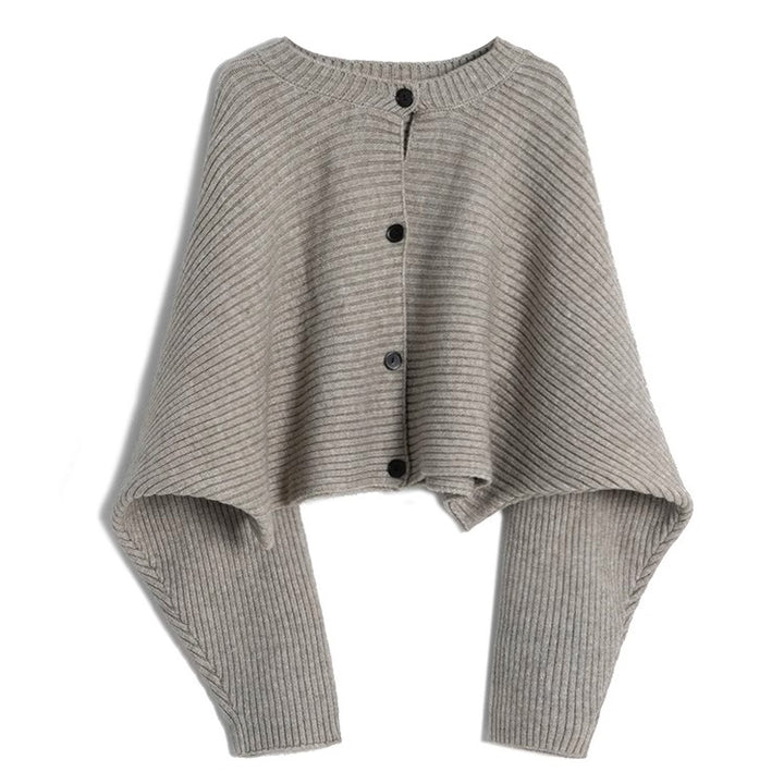 Damen modischer Strickoverwurf mit Knopfdetail und strukturiertem Design Drune