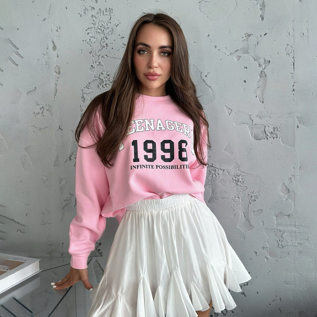 Damen lässiges Sweatshirt mit kreativem Druckdesign und komfortablem Schnitt Drune