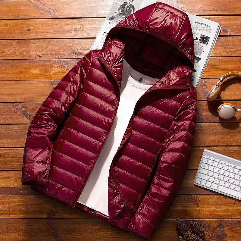 Herren nan ultraleichte Kapuzen-Steppjacke mit Packfunktion und winddichtem Shell Drune