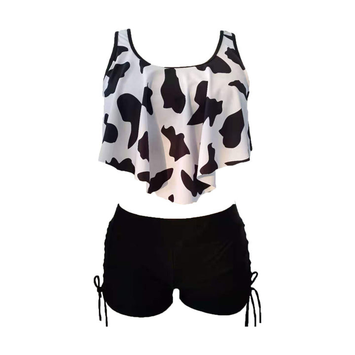 Damen Tankini-Set mit schwingendem Oberteil und schnüren an den Seiten Drune