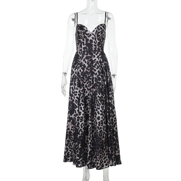 Damen Maxikleid mit figurbetontem Schnitt und floralem Leopardenmuster Drune
