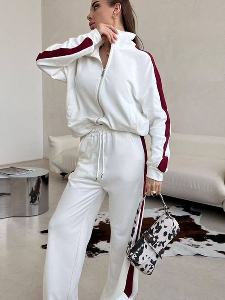 Damen sportlicher Fleece-Hoodie und lässige Hose Set Drune