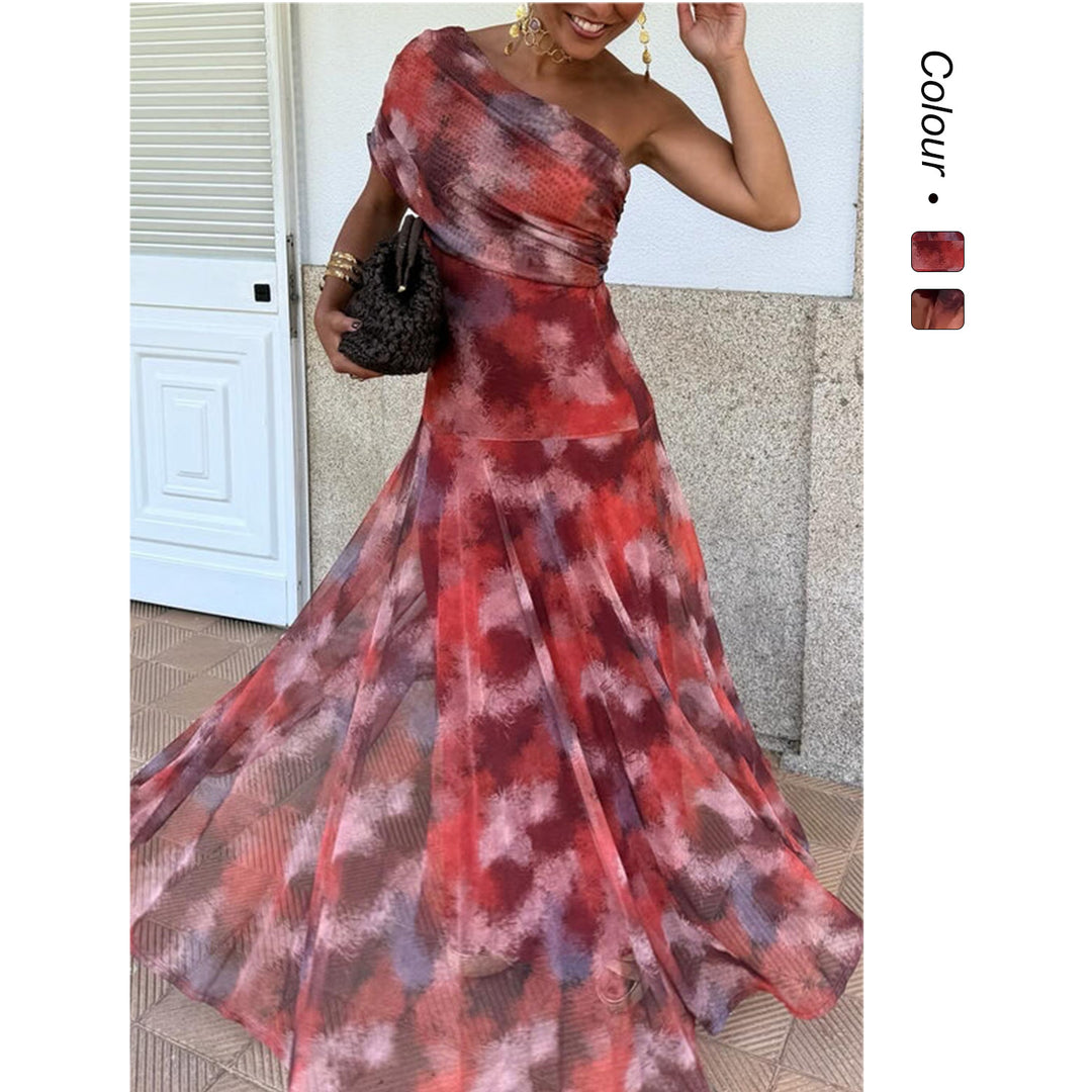 Damen Wickelkleid mit modischem Farbmuster und elastischem Tailleneinsatz Drune