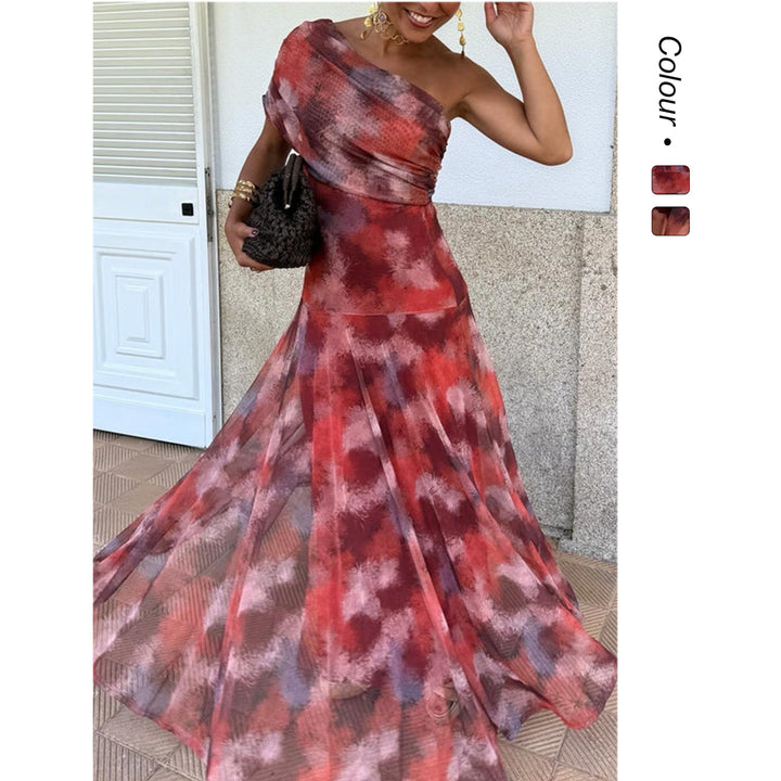 Damen Wickelkleid mit modischem Farbmuster und elastischem Tailleneinsatz Drune