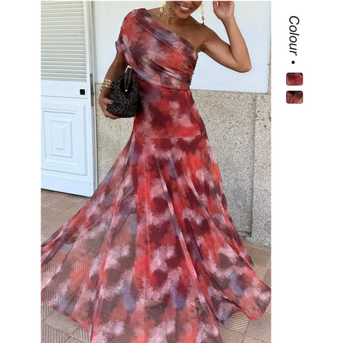 Damen Wickelkleid mit modischem Farbmuster und elastischem Tailleneinsatz Drune