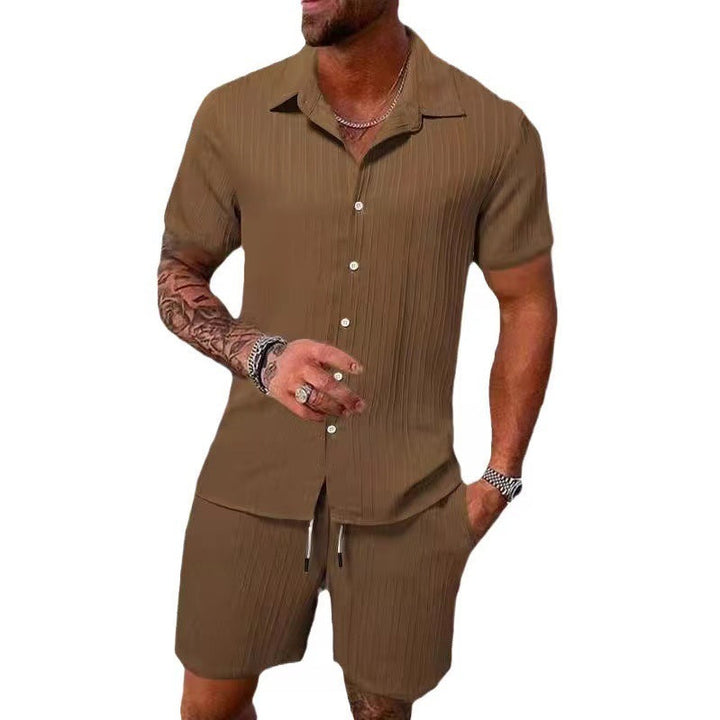 Herren atmungsaktives Sport-Set mit Kurzarm-Hemd und Shorts Drune