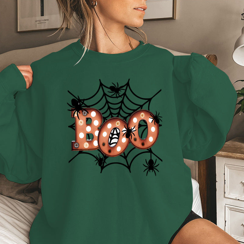 Damen Sweatshirt mit kreativem Halloween-Spinnennetzdesign Drune