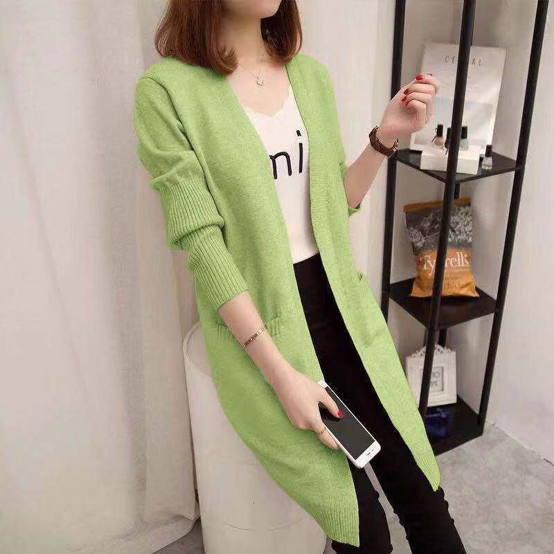 Damen Langer Strickcardigan mit offenen Vorderteilen und tiefen Taschen Drune