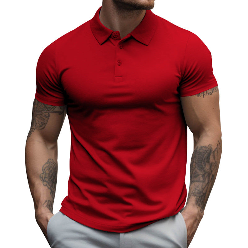 Herren nan athletisches figurnahes Piqué-Poloshirt kurzärmelig mit verdeckter Knopfleiste Drune