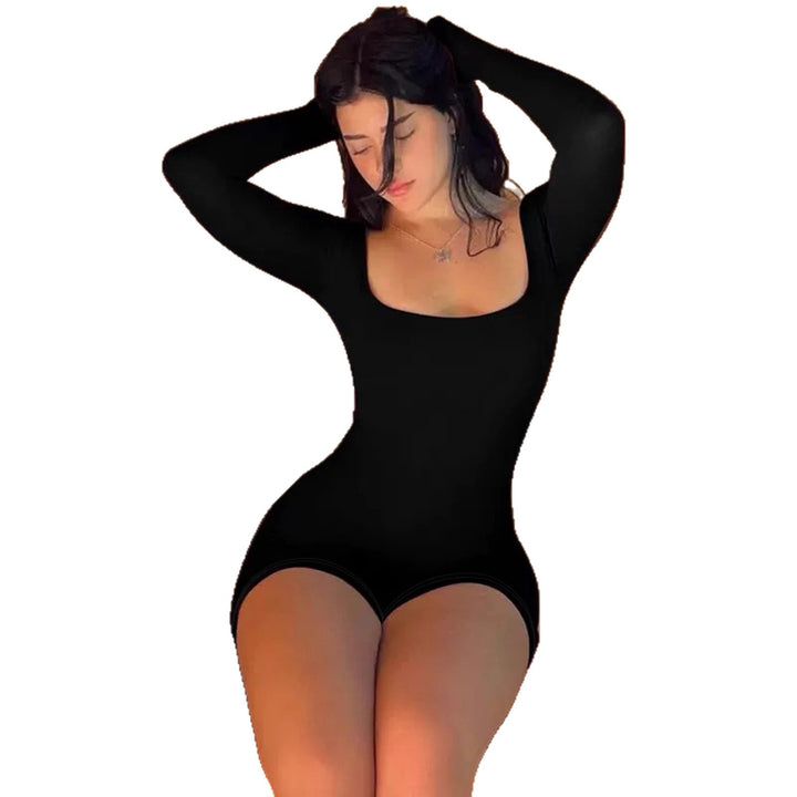 Damen Langarm Body mit tiefem Ausschnitt Drune