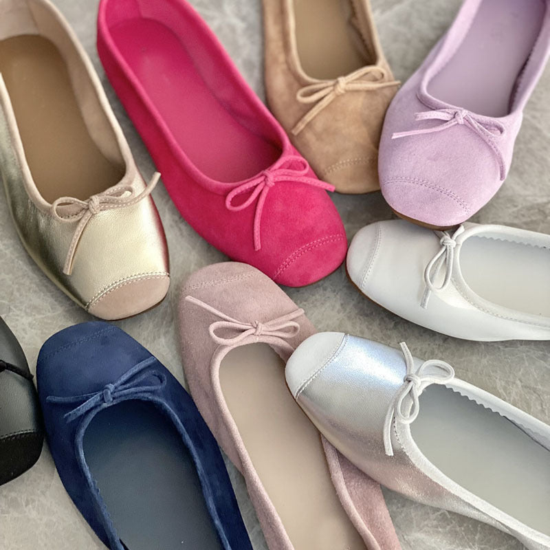 Damen Flache Ballerinas mit zierlichem Schleifenakzent Drune