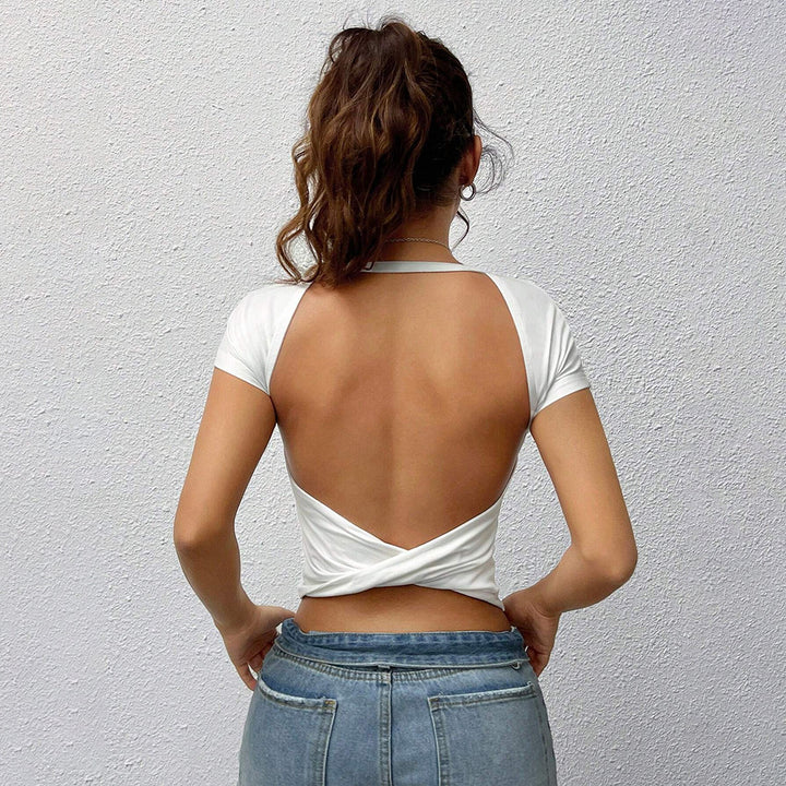 Damen kurzärmliges Basics T-Shirt mit figurbetonendem Schnitt Drune
