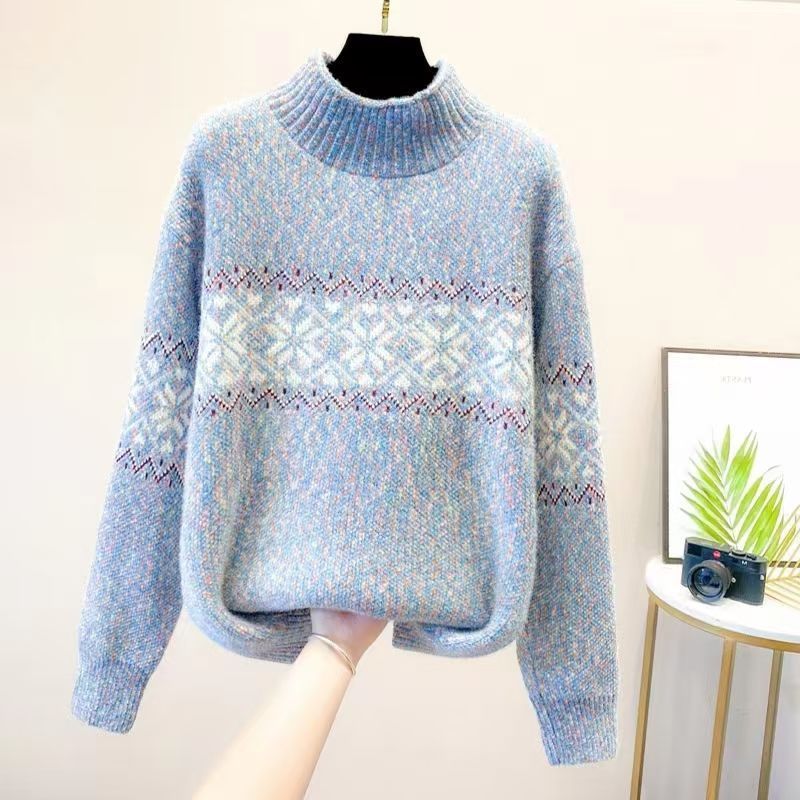 Damen kuscheliger Rollkragenpullover mit nordischem Muster Drune