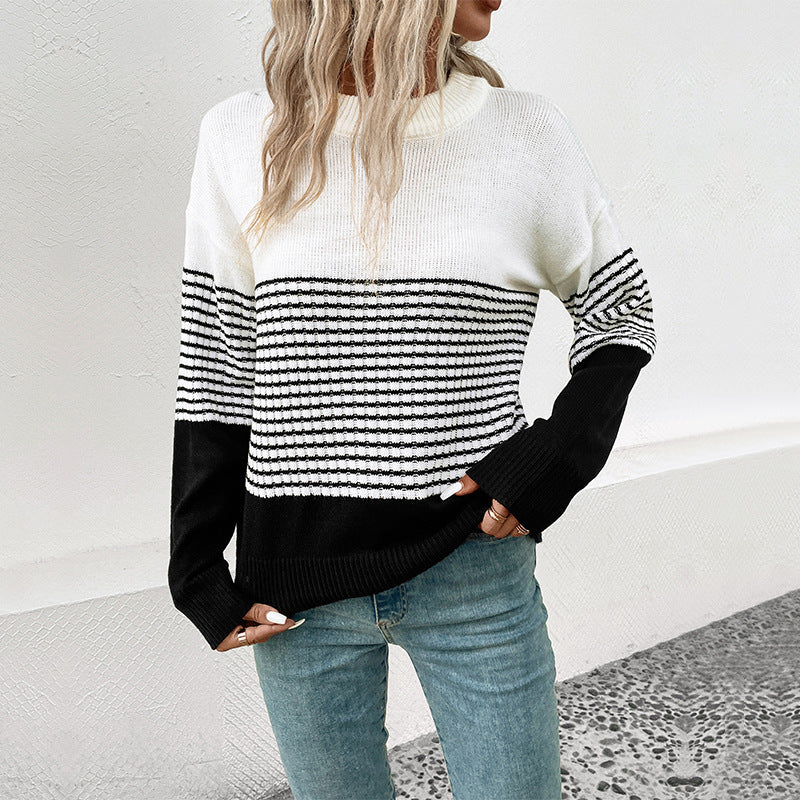 Damen Strickpullover mit modernem Muster und lässigem Schnitt Drune