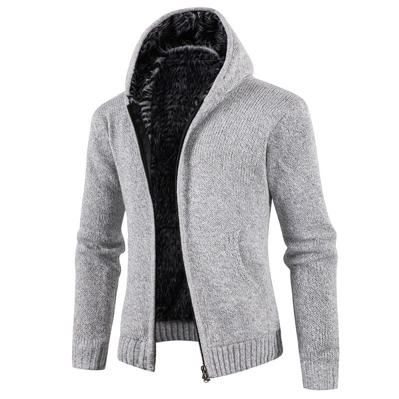 Herren kuschelige Strickjacke mit hohem Kragen und praktischen Taschen Drune