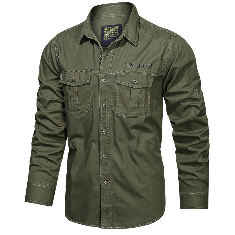 Herren nan robustes Utility-Hemd mit aufgesetzten Brusttaschen und Ärmelriegel Drune
