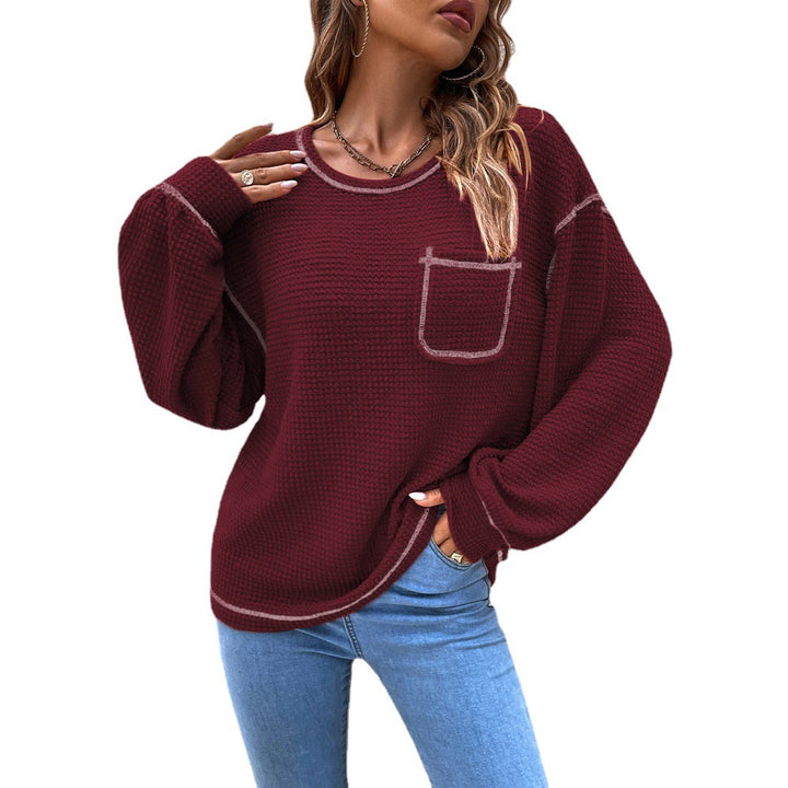 Damen lässiger Pullover mit modischen Puffärmeln Drune