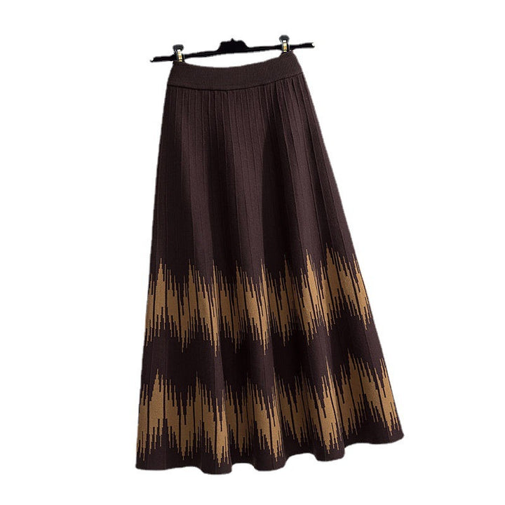Damen Maxirock mit elegantem Wellenmuster und feiner Rippstruktur Drune