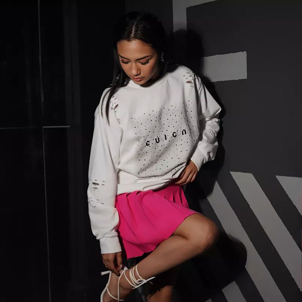 Damen Oversize Sweatshirt mit modischen Designelementen Drune
