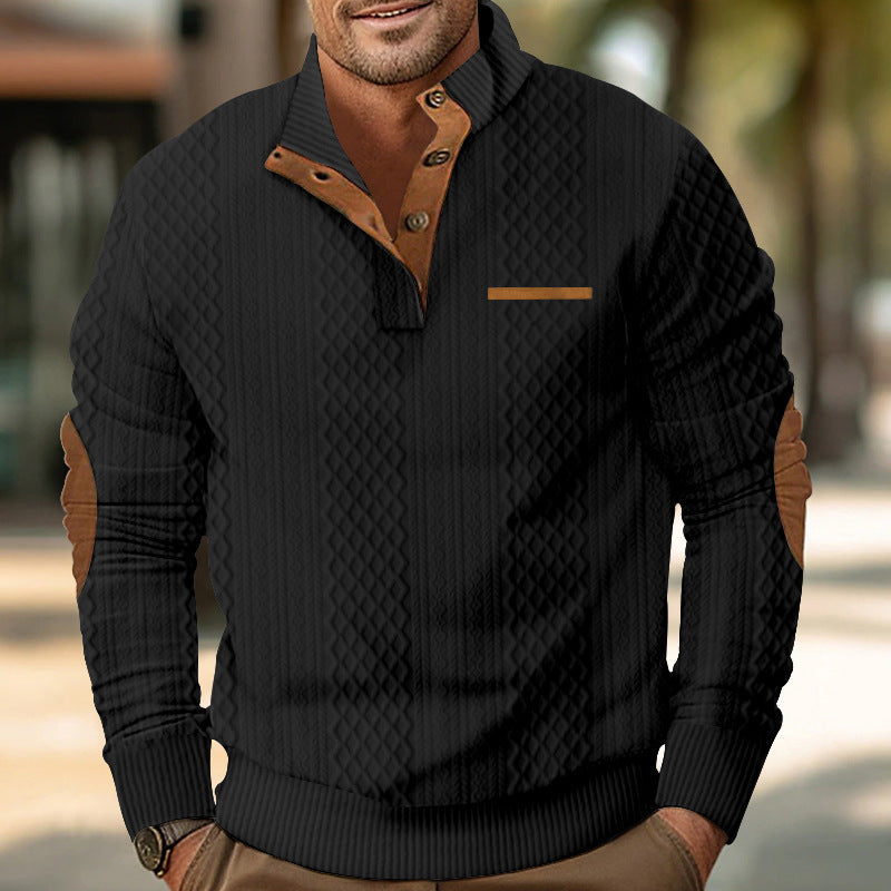 Herren Strickpullover mit modernem Kragen und strukturierter Oberfläche Drune