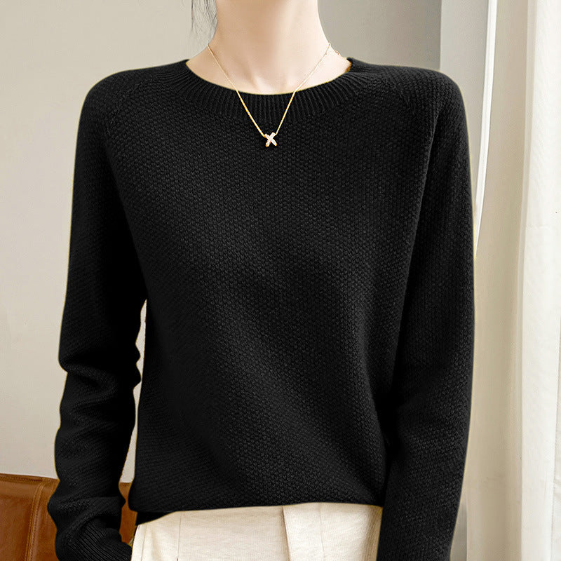 Damen Feinstrickpullover mit lockerer Passform und elegantem Rundhalsausschnitt Drune