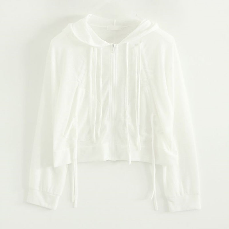 Damen modische cropped Kapuzenjacke mit praktischem Reißverschluss Drune
