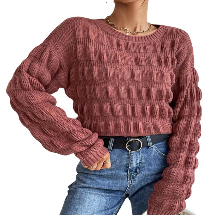Damen Strickpullover mit modernen Rastermuster Drune