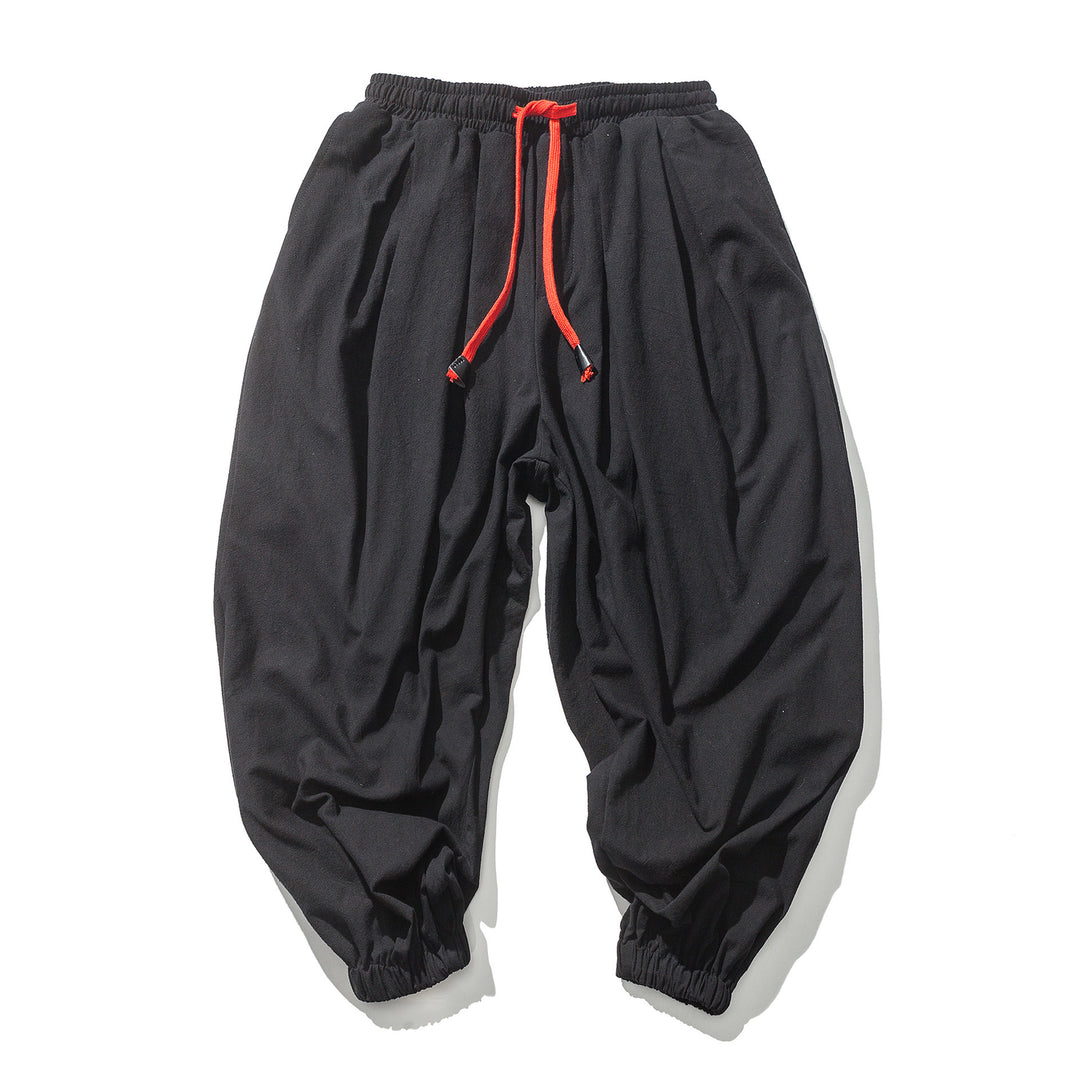 Herren nan lässige Leinen-Joggerhose mit Tunnelzug, strukturierter Oberfläche und elastischen Bündchen Drune