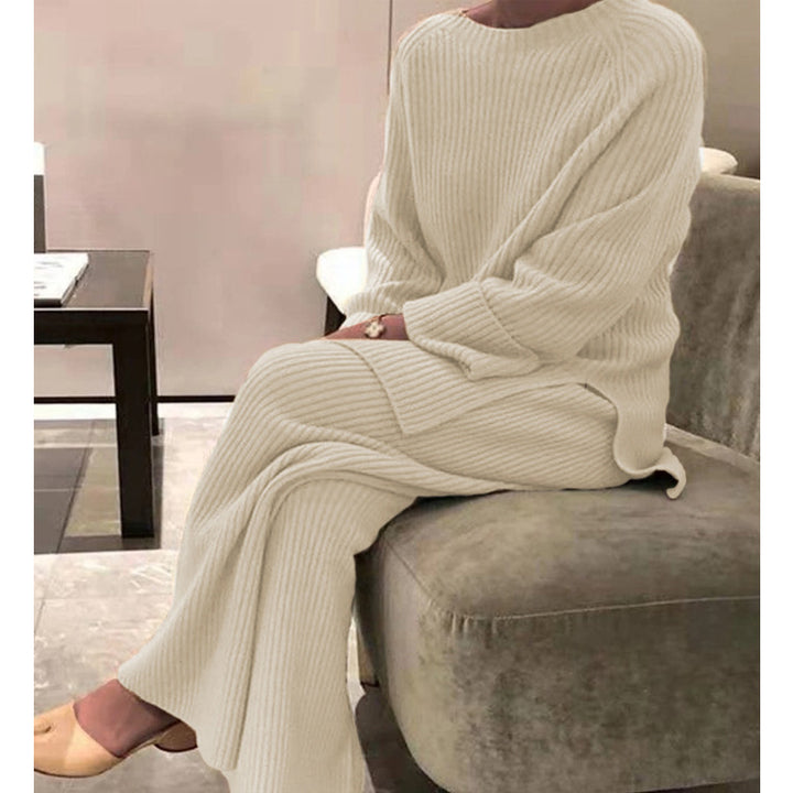Damen Ripp-Strickanzug mit weitem Oberteil und weitem Bein Drune