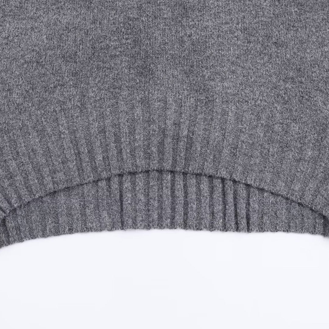 Damen modischer Oversize-Strickpullover mit Rundhalsausschnitt und Rippbündchen Drune