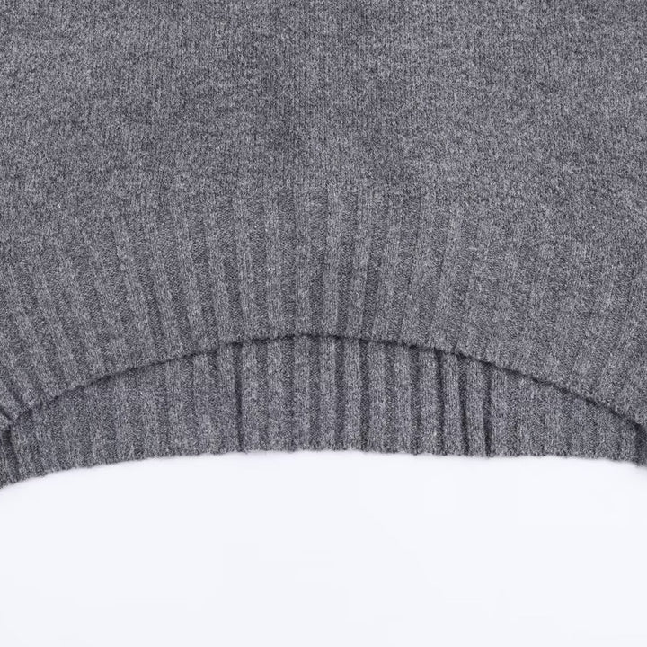 Damen modischer Oversize-Strickpullover mit Rundhalsausschnitt und Rippbündchen Drune