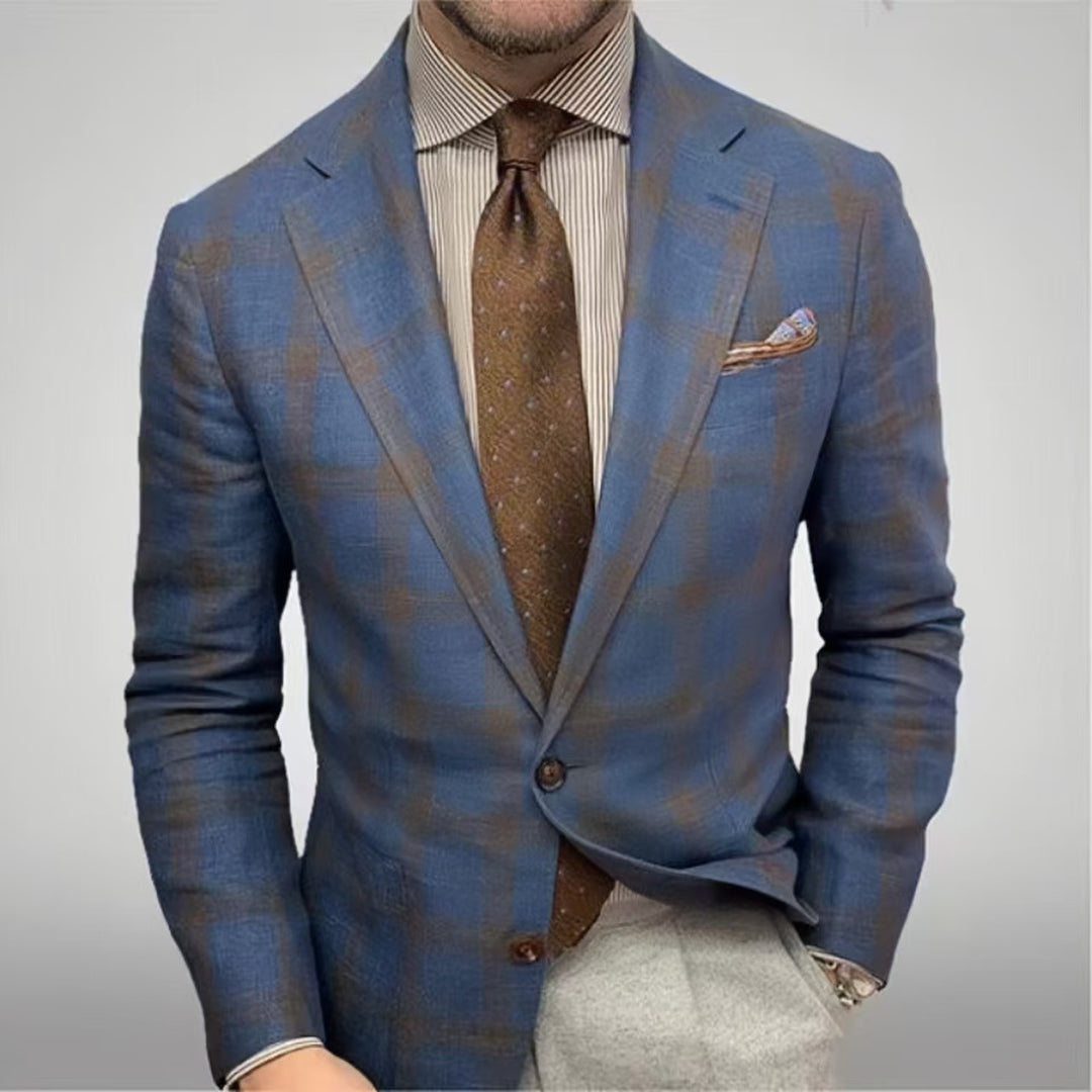Herren eleganter kariert Blazer mit Hochwertiger Verarbeitung Drune