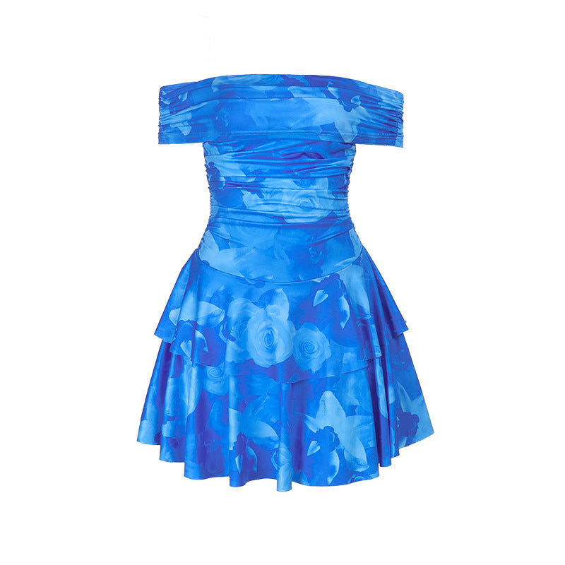Damen Off-Shoulder Kleid mit Rüschendetails Drune