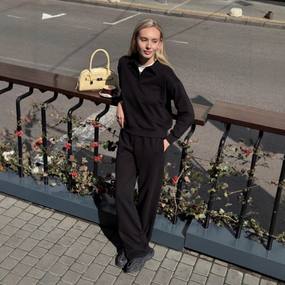 Damen Sportliches Loungewear-Set mit Polokragen Drune