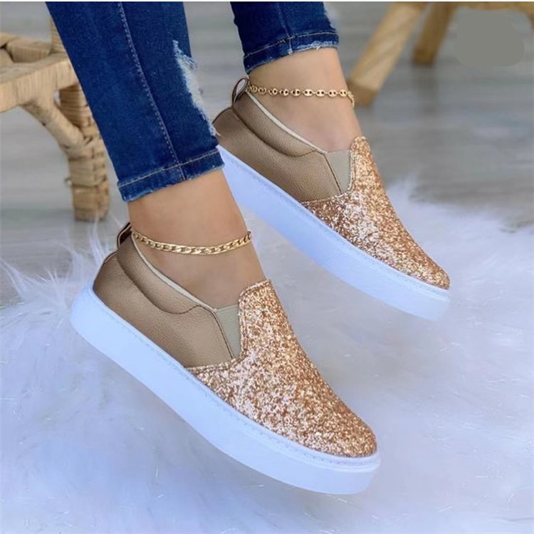 Damen Slip-On Sneakers mit glitzerndem Obermaterial und bequemem Einstieg Drune
