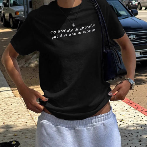 Damen T-Shirt mit kreativem Statement und lässigem Schnitt Drune