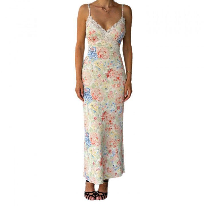 Damen Figurbetontes Maxidress mit Spitzenakzenten Drune