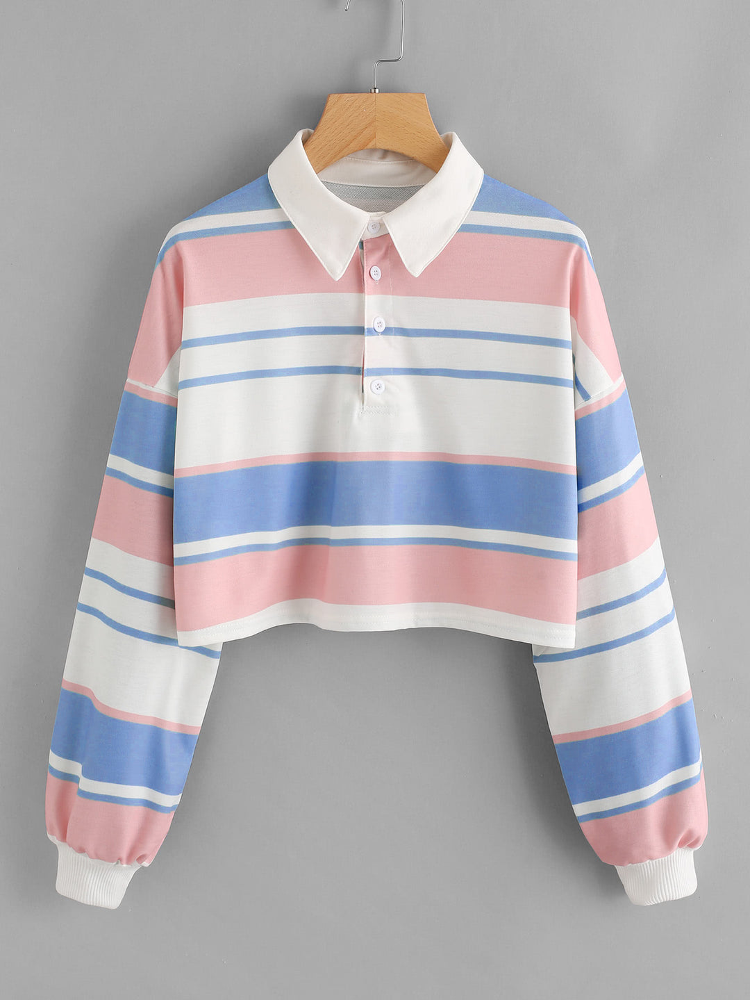 Damen Polo-Shirt im lässigen Crop-Design mit modischem Farbblockmuster Drune