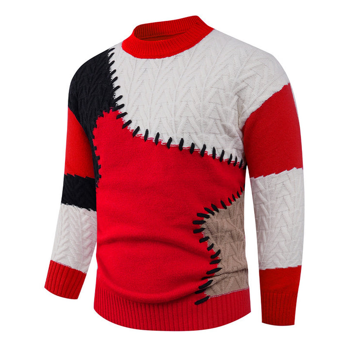 Herren modischer Pullover mit einzigartigem Patchwork-Design Drune