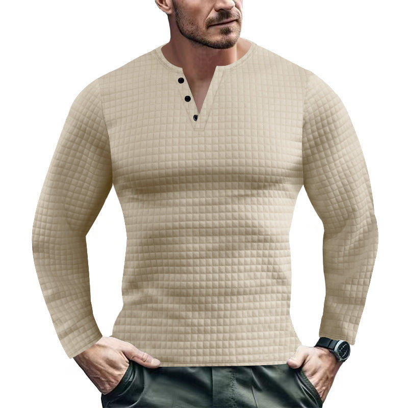 Herren Langarmshirt mit strukturiertem Design und modischem Knopfverschluss Drune