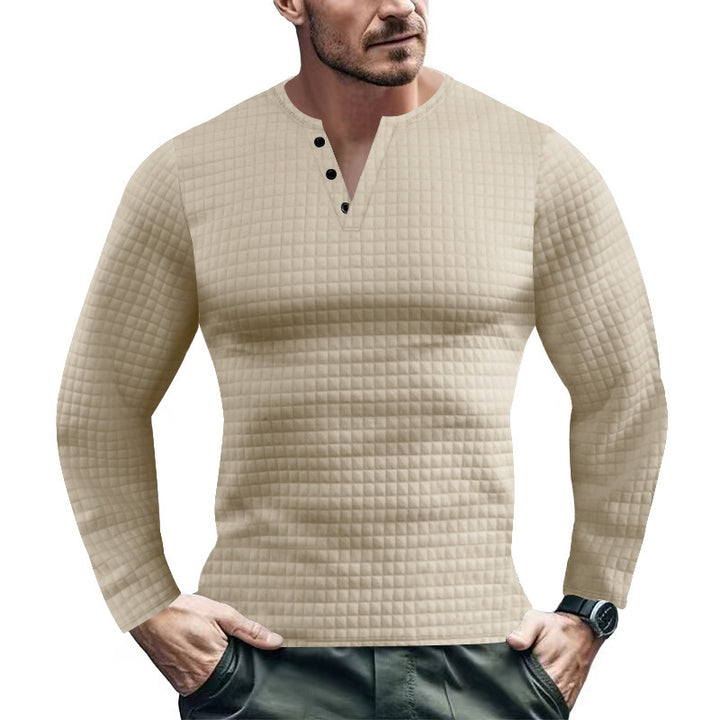 Herren Langarmshirt mit strukturiertem Design und modischem Knopfverschluss Drune