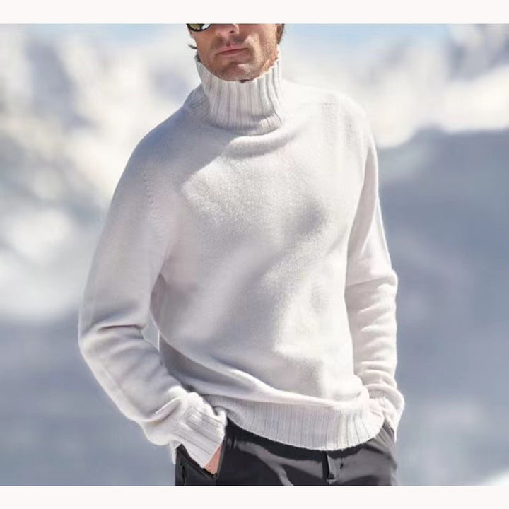 Herren Rollkragenpullover aus hochwertiger Wolle mit strukturierten Details Drune