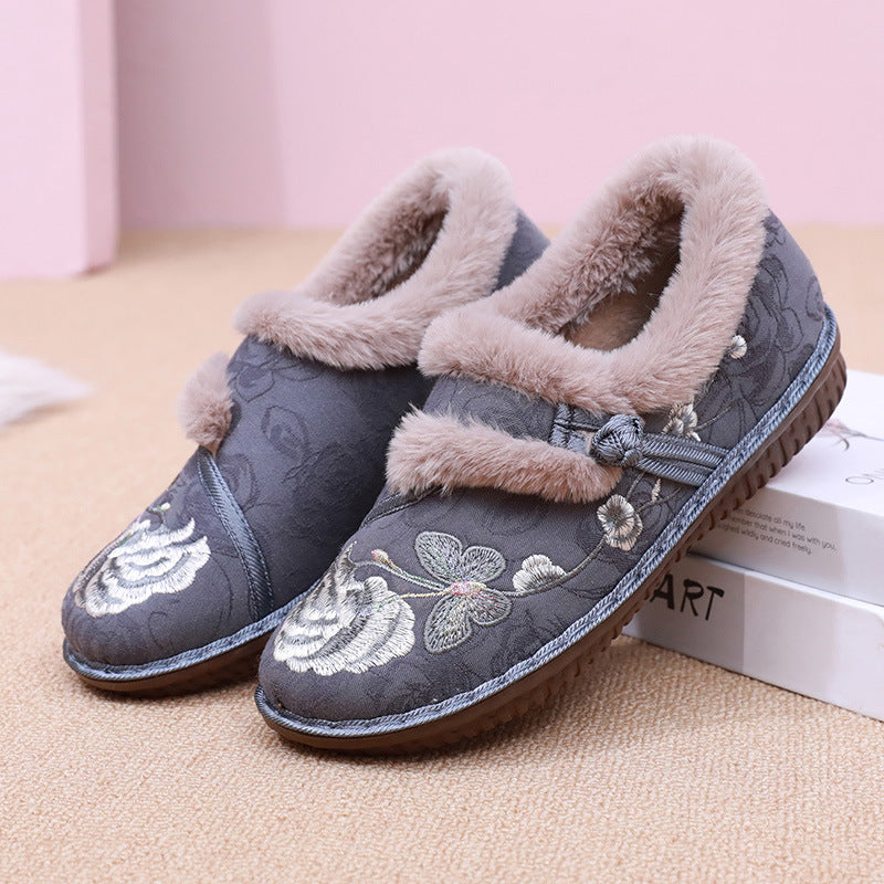 Damen Kuschelige und dekorative Hausschuhe mit floralem Design Drune