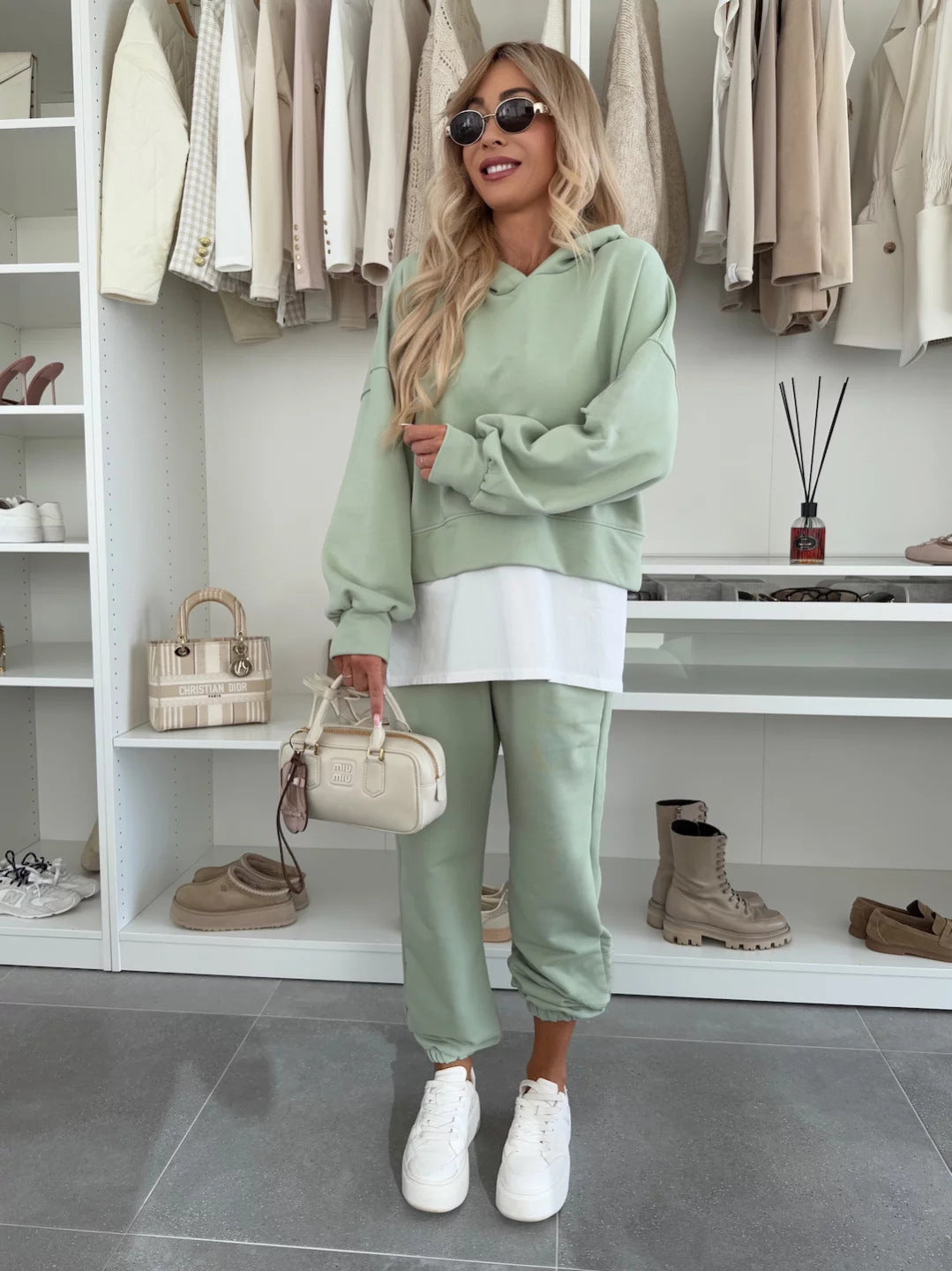 Damen lässiges Crop-Top und gemütliche Jogginghose Set Drune