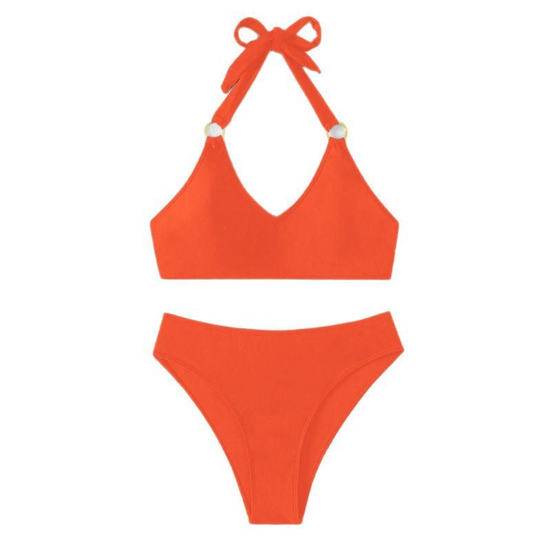 Damen Triangel-Bikini mit verstellbaren Riemen und elegantem Ringdetail Drune