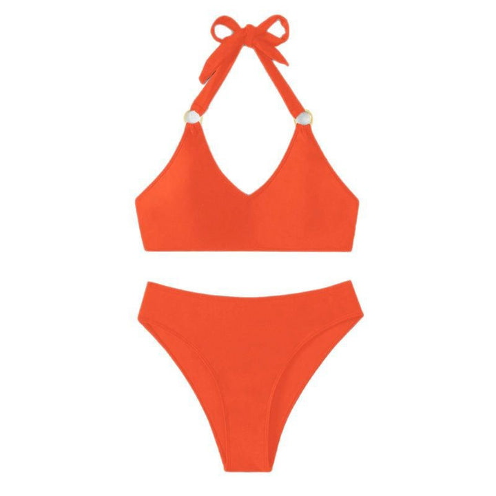 Damen Triangel-Bikini mit verstellbaren Riemen und elegantem Ringdetail Drune