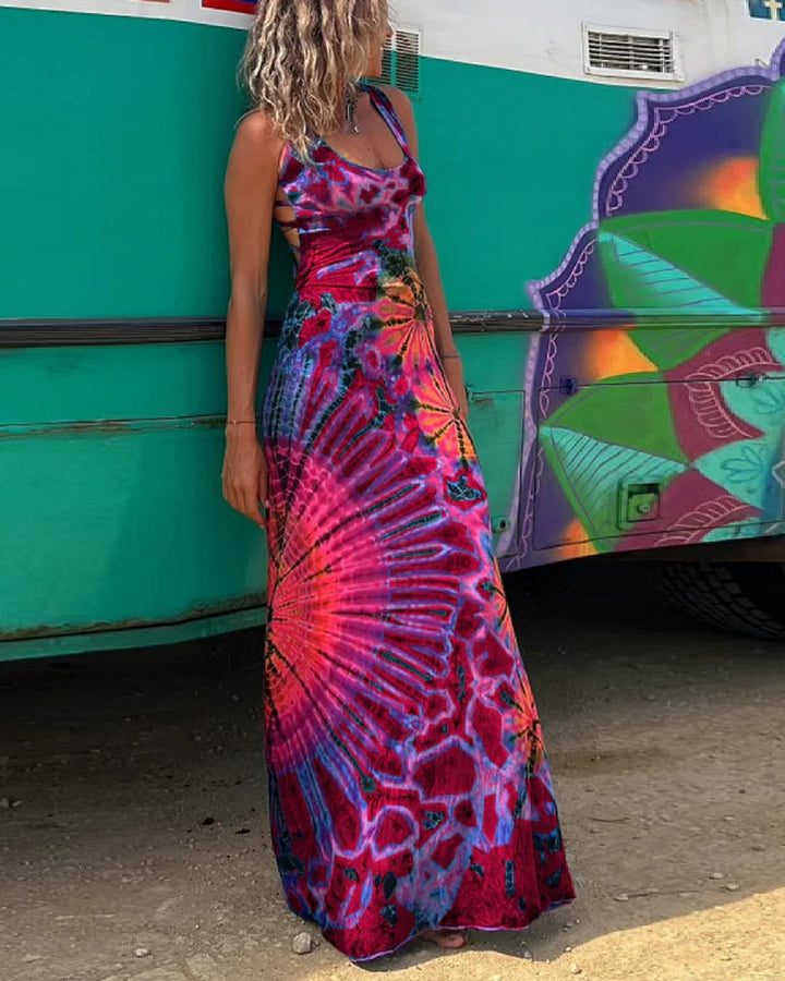 Drune | Maxi Kleid mit Spitze und Tie-Dye-Print