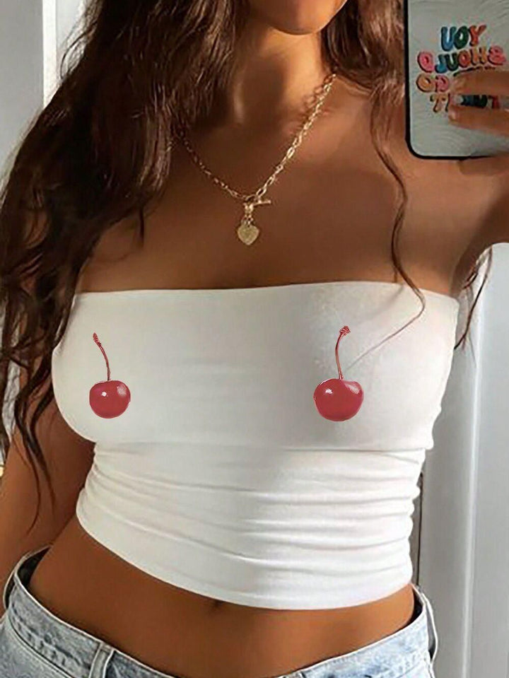 Damen Bandeau-Top mit auffälligem Statement-Aufdruck Drune
